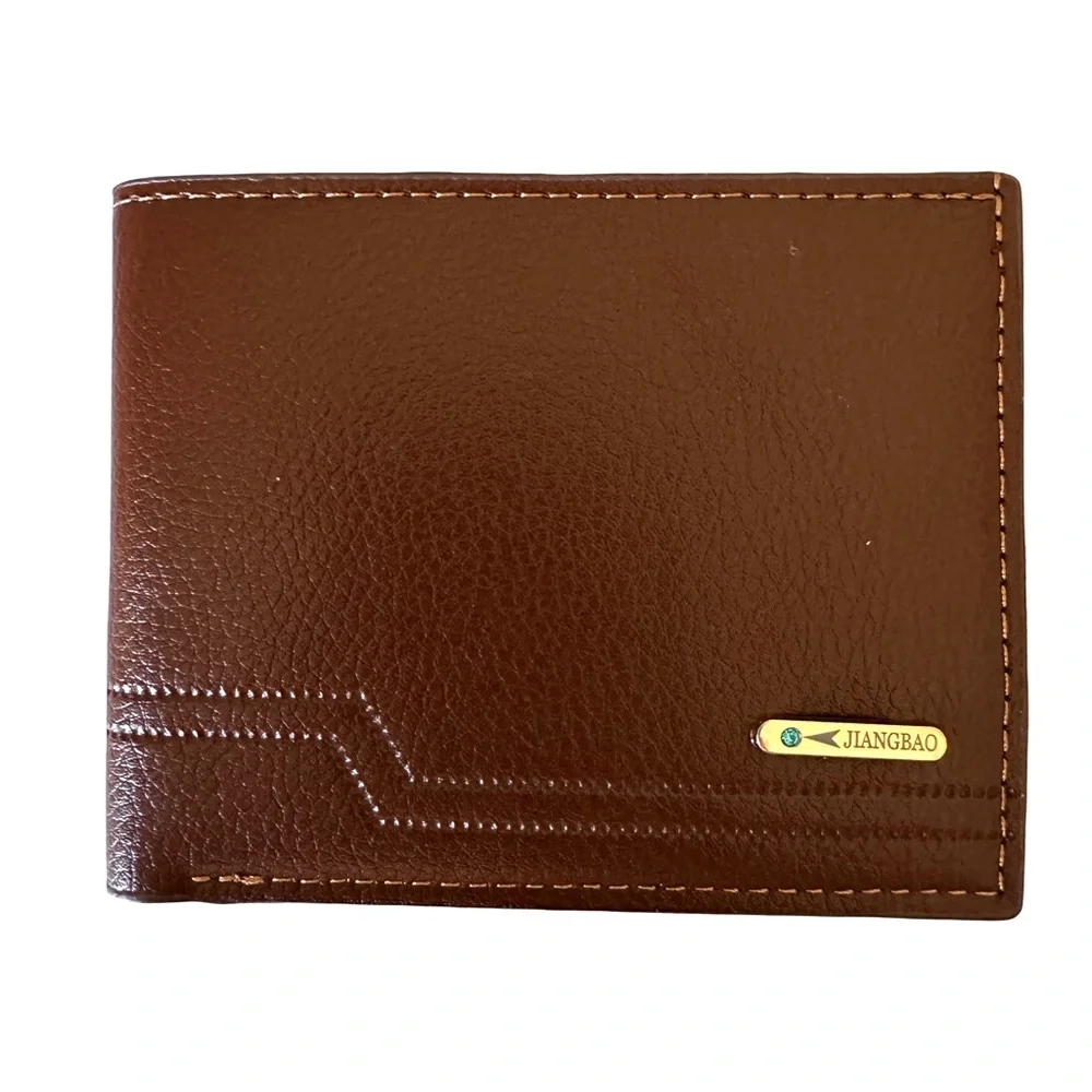 Brown PU Leather Wallet Card Holder Slim Bifold Minimalist Men’s Wallet